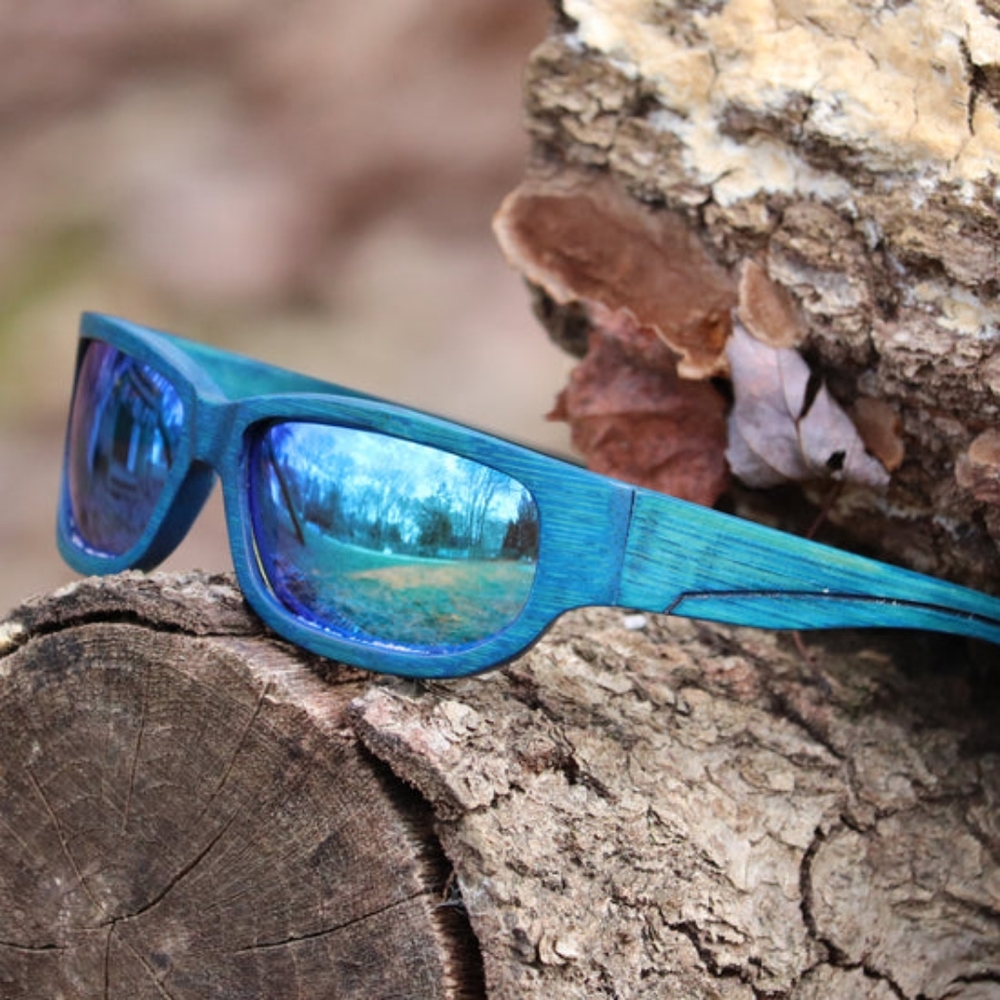All Bamboo Wrap Blue Sunglasses! Brand New! UVA/UVB 400 Polorized